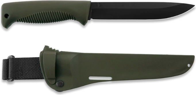 Peltonen Knives Tinder pouch: fire steel, flint and char cloth Tummanvihreä